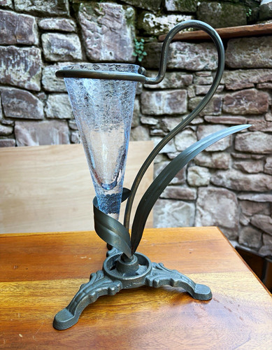 Vintage metal crackle glass - vintage,