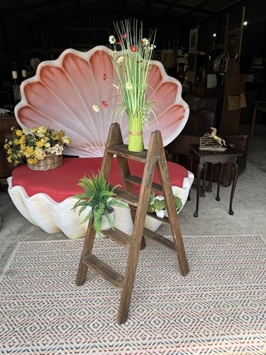 Vintage solid oak step ladder - solid,