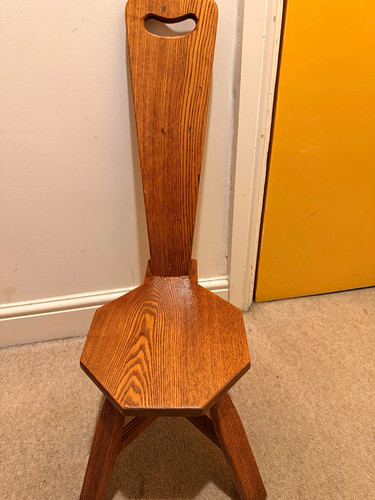 Vintage wooden spinning stool - spinning,