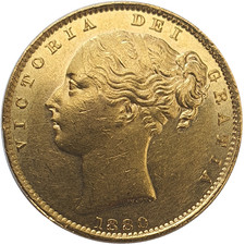 1880-S Queen Victoria Shield Reverse Sovereign