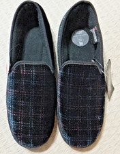 M & S  Collection Black Check Warm Thinsulate Insulation Slippers - Size 9