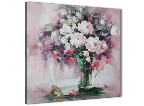 Blush pink flowers painting - pink,