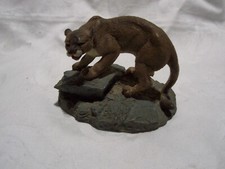 Cougar Mountain Lion Figurine Franklin Mint Wildlife Preservation Sculpture 1987