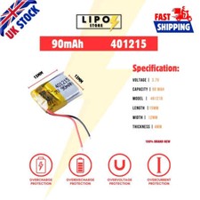 ⚡ 3.7V 401215 90mAh LiPo