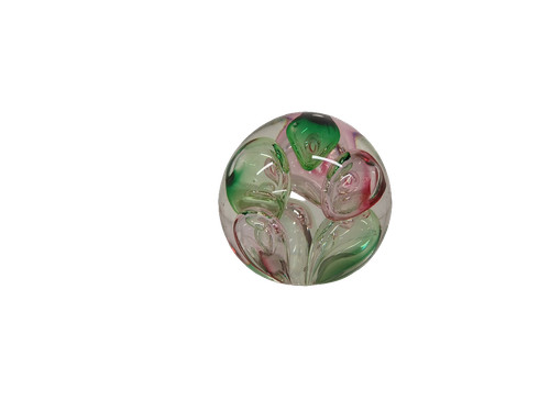 Floral art glass paperweight - art,
