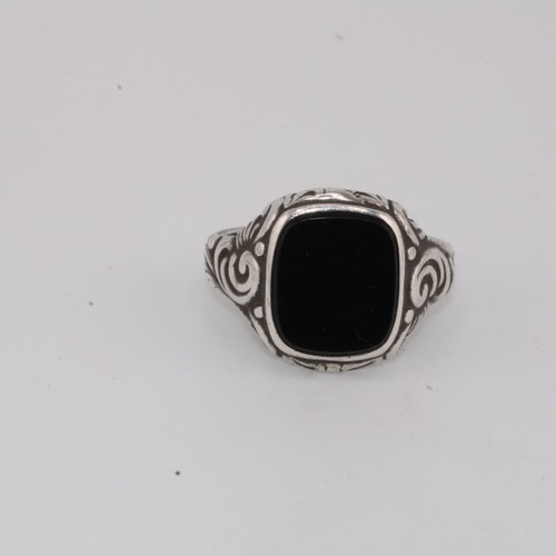 835 silver black onyx signet - onyx,