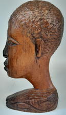 African Carved Wood Head Bust Hard Wood Carving Art Sculpture H16cm A29 B725