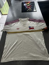 vintage adidas originals Chile Football T Shirt White Silky Retro #10 See Photos