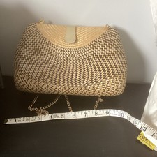 *VINTAGE* FAB raffia & black frame shoulder clutch bag vgc