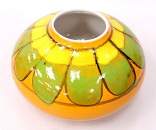 POOLE Delphis ONION Pattern Round Orange Green Pottery VASE 7" - S77