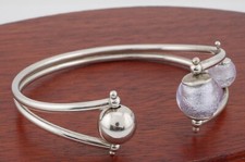 Italian Mint in Box Antica Murrina 925 Sterling Silver & Murano Glass Bangle