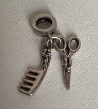 Rare Chamilia silver 925 Hairdresser Scissors Comb bracelet charm