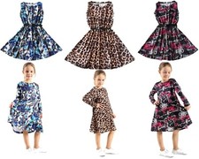 Girls Skater Kids Party Swing Fancy Midi Tunic Dress 5 6 7 8 9 10 11 12 13 Years
