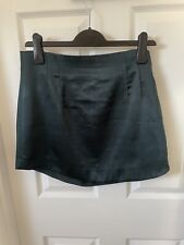Zara Large Dark Green Satin Curved Hem Mini Skirt