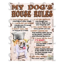 English Bulldog My Dog's House Rules Metal SIGN RETRO BAR MAN CAVE 10" x 8"