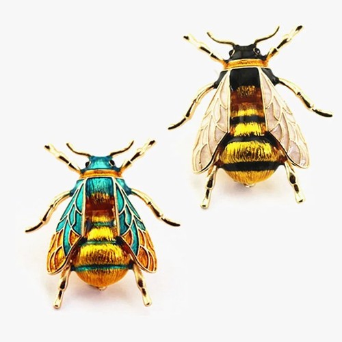Vintage bee enamel brooch - bee,