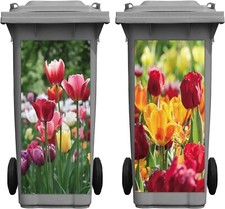 2 Pieces Tulip Wheelie Bin Stickers Self-adhesive Wheelie Dustbin Tulip Covers