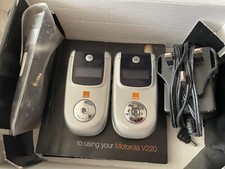 Motorola V220 Silver (Orange) Flip Phones x 2 (With Original Box)