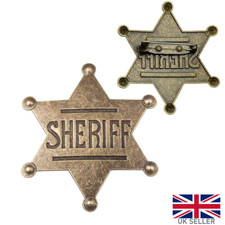 Sheriff Badge Police Costume Pin Metal Brooch Fancy Dress Gift Western Cowboy