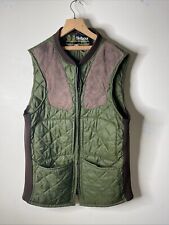 Barbour Shooting Vest Gilet Quilted Green Sutherland Moleskin Retro 1990 Medium