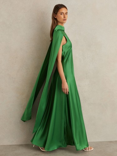 Reiss womens green maxi satin - womens,