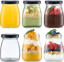 6pcs 100ml Clear Glass Bottles with Pretty black Lids Small Glass Jars Mini Milk