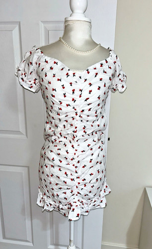 Zara ruched embroidered cherry