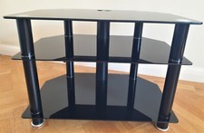TV Stand - Black Toughened Glass 3 Tier Corner Unit