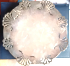 Silver plated cake stand with pierced scallop design by Buckingham