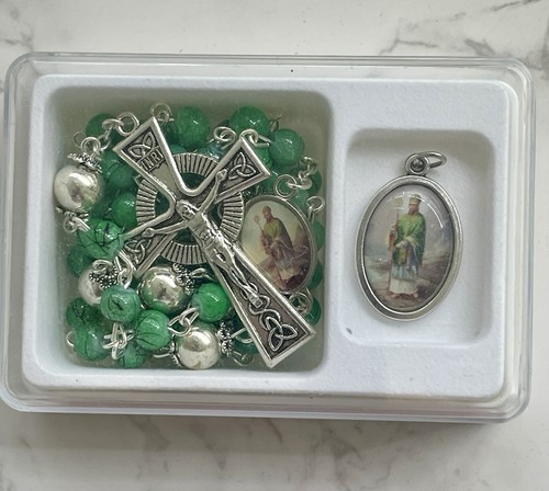 Glass rosary beads medal st - glass,