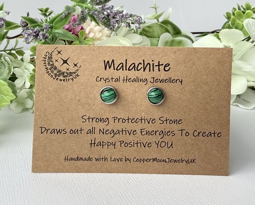 Malachite stud earrings - malachite,