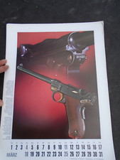 LUGER PARABELUM     GUN  vintage 1970 calendar page single