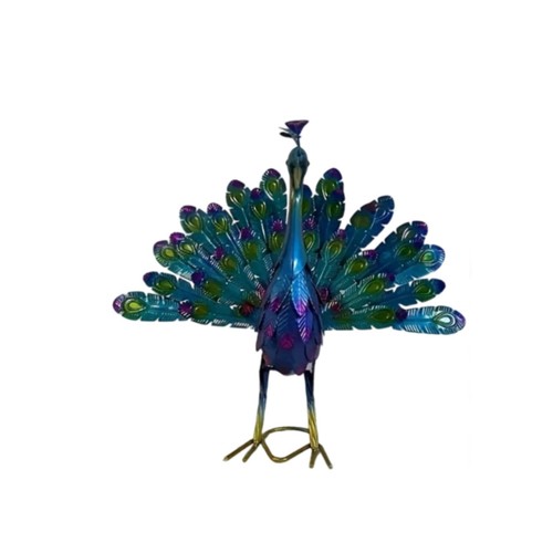 Metal peacock statue - metal,