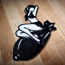 Large wooden 3D Pin Up Retro War Bomb Sign Wall art Door Hanging Plaque Painted