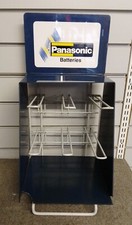 Vintage PANASONIC Blue & White Battery Shop Display Stand Plastic & Metal