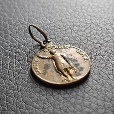 Antique Saint Expedit Religious Medal Reverse Unawarded Bronze