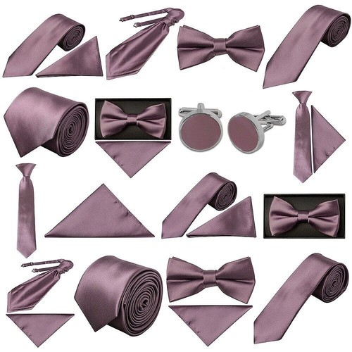 Mauve satin wedding tie mens - mauve,