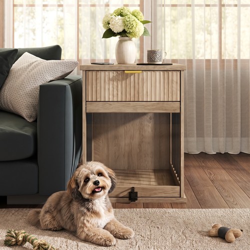 Dog crate end table - dog, wooden