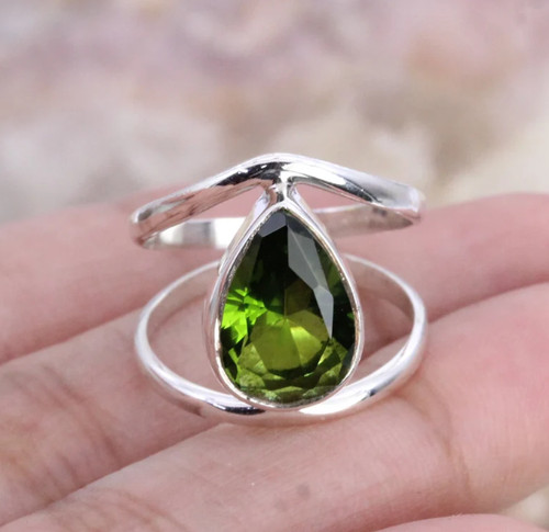 Lovely peridot ring solid 925 - ring,