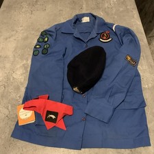 Vintage 1970’s Girl Guide Uniform With Hat And Red Tie And Badges