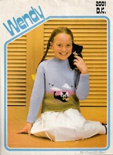 Wendy 2001 Original Children's Knitting Pattern Cat Picture Sweater DK