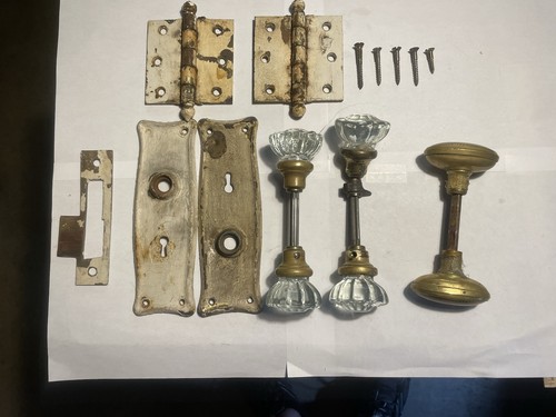 Lot vintage glass brass - glass,