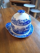 Spode Italian Pamarsan Blue & White Pot With Lid