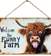 Highland Cow Vintage Wooden