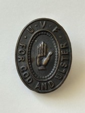 Original 1912 Era U.V.F. Ulster Volunteer Force Tyrone Lapel Badge No 7604.