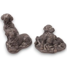 Pair Of GENESIS Cold Cast Bronze Resin DOG ORNAMENTS Labrador & Boxer - F14