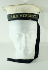 Genuine British Royal Navy Sailors Pork Pie Hat Dress Cap  H.M.S. Mercury Ship.