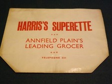LAST REDUCTION-Vintage Paper  Bag-Harris's Superette Annfield Plain's Grocer