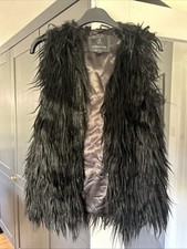 Faux Fur Gilet Size Medium Black Body Warmer Layering ‘Unreal Fur’ Winter