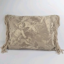 Laura Ashley Vintage Cherub Jacquard Rectangular Cushion Sage Green Angels 15"